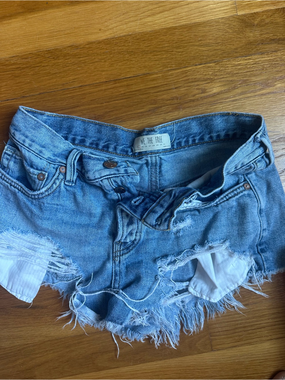 We The Free Denim Frayed High-Waist Women's Jeans - Light Blue